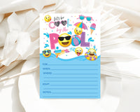 Your Main Event Prints Girl Emoji Pool Party Birthday Invitations - Summer Pool Party Bash - Splash Pad, Water Park Invites - 20 Fill-In Pool Party Invitations With White Envelopes