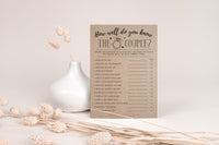 Your Main Event Prints Bridal Shower Games, Fun Activities, Kraft Minimalist Style (How Well Do You Know The Couple) - 50 Cards per Pack