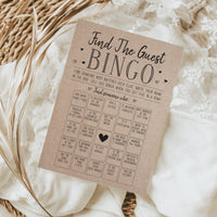 Your Main Event Prints Bridal Shower Game ? Find The Guest Bingo, Fun Activities in Kraft Minimalist Style, 50 Cards