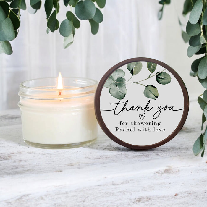 Personalized Eucalyptus Wedding and Bridal Shower Candle Favors