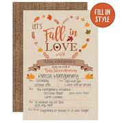 Pumpkin Fall in Love Baby Shower Invitations, Autumn Fall Leaves Invite, Neutral Burlap, 20 Fill in Style with Envelopes - Your Main Event