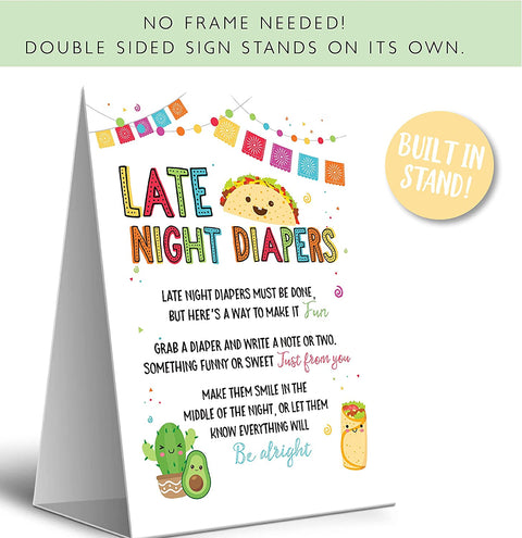 Baby Shower Game Fiesta Taco Late Night Diaper Sign Games 1 Standing Poster - Your Main Event