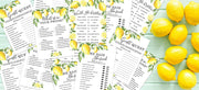 Lemon Bridal Shower Bachelorette Games, Floral, Neutral, He Said She Said, Find The Guest Quest, Would She Rather, What's In Your Phone Game, 25 games each - Your Main Event