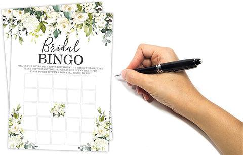 Bridal Shower Bachelorette Games, White Rose Floral, He Said She Said, Find The Guest Quest, Would She Rather, Bingo Game, 25 games each - Your Main Event