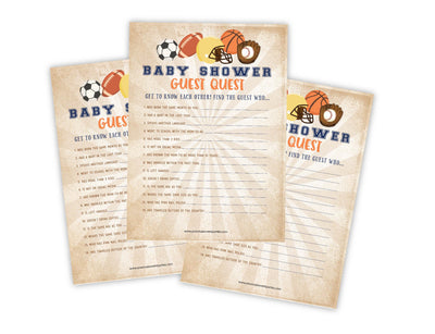 Sports Guest Quest Baby Shower Game - Your Main Event