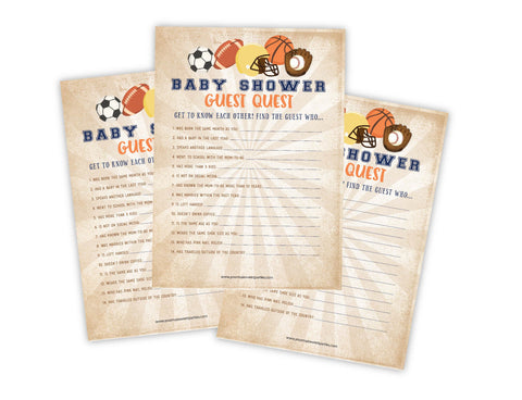 Sports Guest Quest Baby Shower Game - Your Main Event