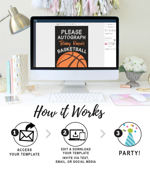 Basketball Sports Autograph Baby Shower Poster Sign Printable - Your Main Event