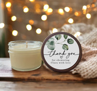 Personalized Eucalyptus Wedding and Bridal Shower Candle Favors