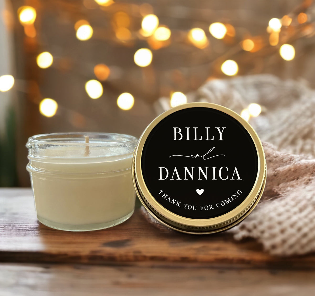 Personalized Wedding Favors, Bulk Wedding Candles, Black, White and Gold