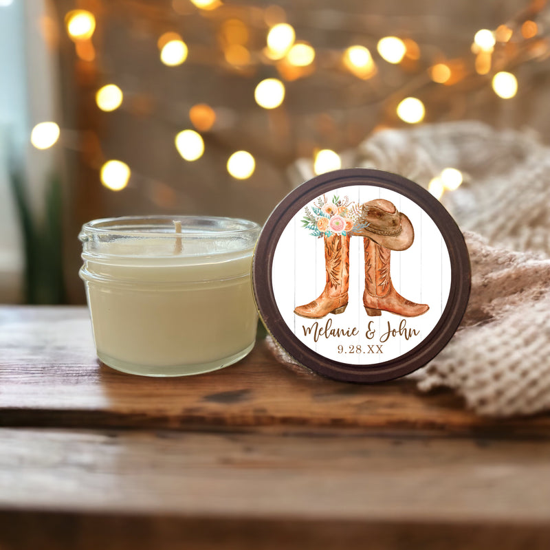 Country Western Boots Wedding Bridal Shower Candle Favors