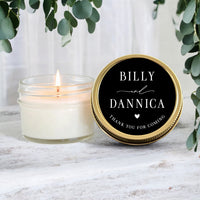 Personalized Wedding Favors, Bulk Wedding Candles, Black, White and Gold
