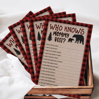 Lumberjack Boy Baby Shower Games, Bingo, Find The Guest, The Price Is Right, Who Knows Mommy Best, 25 games each