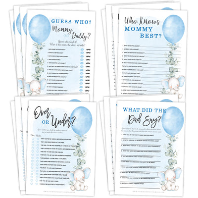 Your Main Event Prints Boy Elephant Baby Shower Games Trivia