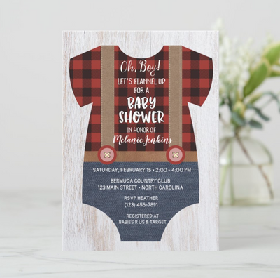 Lumberjack Flannel Boy Baby Shower Invitation - Your Main Event
