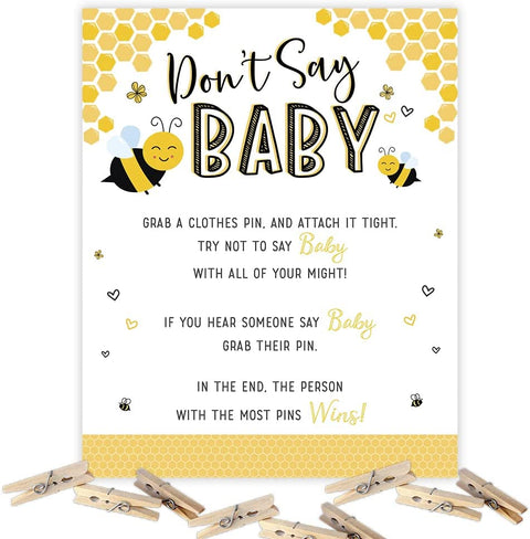 Bee Baby Shower Don't Say Baby Clothespin Game Neutral for Boy or Girl - Your Main Event
