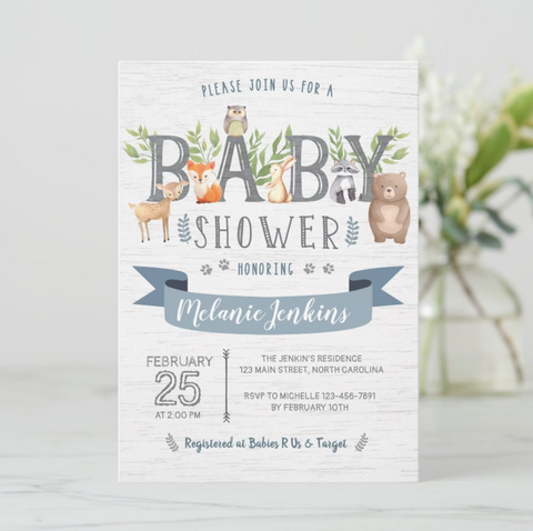 Woodland Bear Boy Baby Shower Invitation - Your Main Event