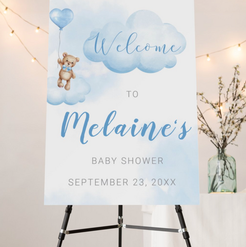 Can Barely Wait Blue Baby Shower Welcome Sign - Your Main Event