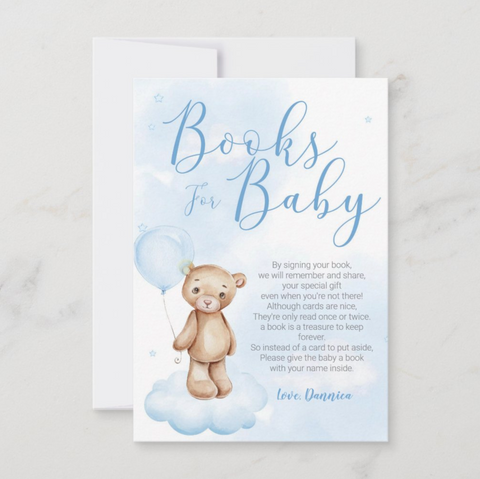 Bearly Wait Sky Baby Shower Book Request Card - Your Main Event