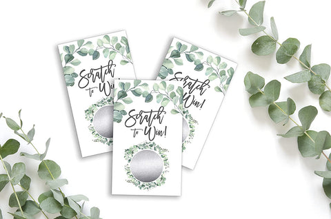 Eucalyptus Blank Gift Certificate Scratch Off Cards Vouchers for Holiday, Christmas, Birthday, Small Business, Restaurant, Spa Beauty Makeup Hair Salon, Wedding Bridal, Baby Shower Favors Games - Your Main Event