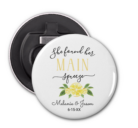 She Found Her Main Squeeze Lemon Wedding Bottle Opener Favors - Your Main Event