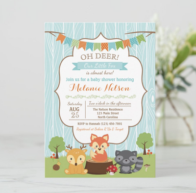 Woodland Fox Baby Shower Invitation Oh Deer - Your Main Event