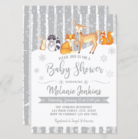 Winter Woodland Deer Fox Baby Shower Invitation - Your Main Event