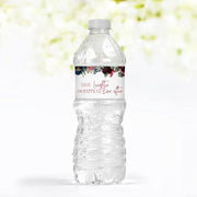 Burgundy and Navy Floral Bottle Wraps, 25 Floral Water Bottle Labels Decoration Favors - Your Main Event
