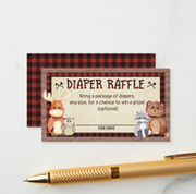 Woodland Lumberjack Baby Shower Diaper Raffle Card - Your Main Event