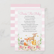 Girl Woodland Book Request Card, Books For Baby Invitation - Your Main Event