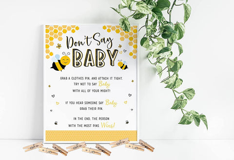 Bee Baby Shower Don't Say Baby Clothespin Game Neutral for Boy or Girl - Your Main Event