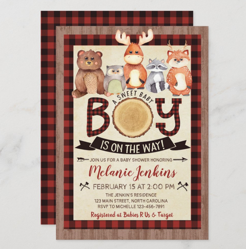 Woodland Lumberjack Boy Baby Shower Invitation - Your Main Event