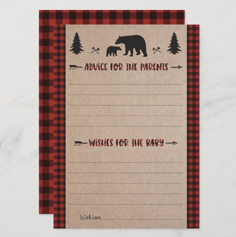 Lumberjack Advice and Wishes Baby Shower Card - Your Main Event
