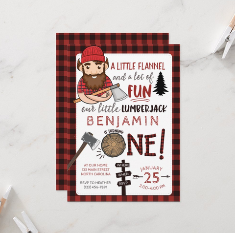 Lumberjack First Birthday Invitation, 1st Invite - Your Main Event