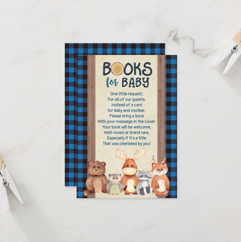 Woodland Book Request Card, Books For Baby Invitation - Your Main Event