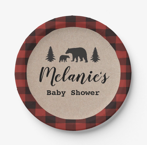 Lumberjack Baby Shower Paper Plate - Your Main Event
