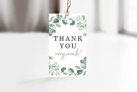 Eucalyptus Thank You Favor Tags, Perfect for Bridal Showers, Weddings, Baby  Showers, Birthdays or Special Events, 50 Count