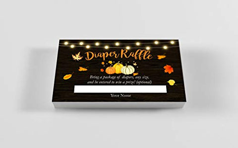 Pumpkin Fall Baby Shower Diaper Raffle Card, Diaper Raffle Ticket, 50 Count - Your Main Event