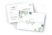 50 Eucalyptus RSVP Postcards for Wedding, Greenery Response Cards, Reply Cards Perfect for Bridal Shower, Rehearsal Dinner, Engagement Party, Baby Shower or any Special Occasion - Your Main Event