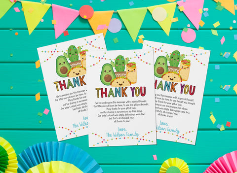 Fiesta Taco Bout A Baby Shower Thank You Card, DIY Instant Download Template - Your Main Event