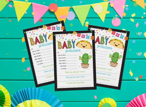 Fiesta Taco Baby Shower Baby Prediction Cards Game - Your Main Event
