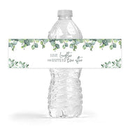 Eucalyptus Wedding Bridal Shower Bottle Wraps, 25 Neutral Greenery Floral Water Bottle Labels Decoration Favors - Your Main Event