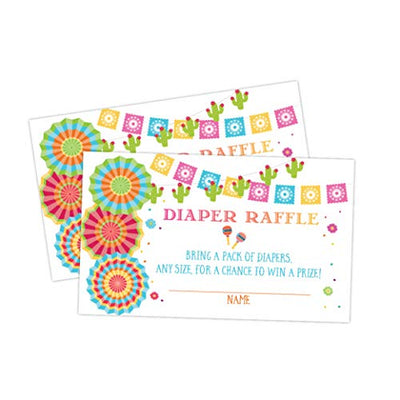 Fiesta Mexican Baby Shower Diaper Raffle Card, Diaper Raffle Ticket, 50 Count - Your Main Event