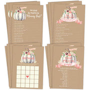 Fall Pumpkin Baby Shower Games, Neutral Yellow Bingo, Find The Guest, The Price Is Right, Who Knows Mommy Best, 25 games each - Your Main Event