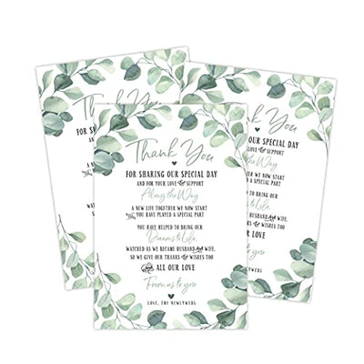50 Eucalyptus Wedding Thank You Place Setting Cards, Great For Adding to Your Table Centerpieces and Wedding Decorations for Receptions, Pack of 50 Cards - Your Main Event