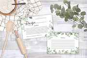 50 Eucalyptus Double Sided Recipe Cards for Wedding, Greenery Response Cards, Reply Cards Perfect for Bridal Shower, Rehearsal Dinner, Engagement Party, Baby Shower or any Special Occasion - Your Main Event