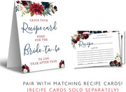 Navy Burgundy Leave Your Recipe Card Here Table Tent Sign, Wedding, Bridal Shower - Your Main Event