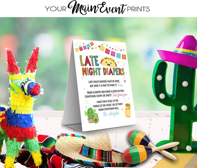 Baby Shower Game Fiesta Taco Late Night Diaper Sign Games 1 Standing Poster - Your Main Event