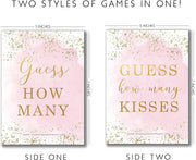 Pink And Gold How Many Kisses Game Sign, Guess how many, and Cards Great For Bridal Showers and Weddings. - Your Main Event