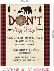 Bear Don't Say Baby Sign Lumberjack Baby Shower Sign Lumberjack Don't Say Baby Sign Lumberjack Baby Shower Games Decorations Sign Poster - Your Main Event