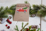 Rustic Christmas Party Invitation with Red Truck and Christmas Tree, Holiday Party Invite, Christmas Party, Holiday Party Invitations, 20 Fill in Invitations and Envelopes - Your Main Event
